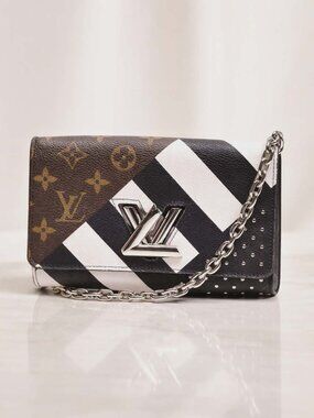 Authentic Louis Vuitton Twist Chain Bag Monogram Stripe LV Crossbody